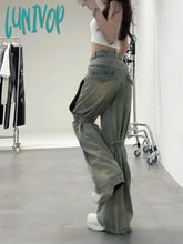 Lunivop Women Harajuku Fashion Design Chic Hip-Pop Jeans Wide Leg Grunge Baggy Denim Pants Y2K